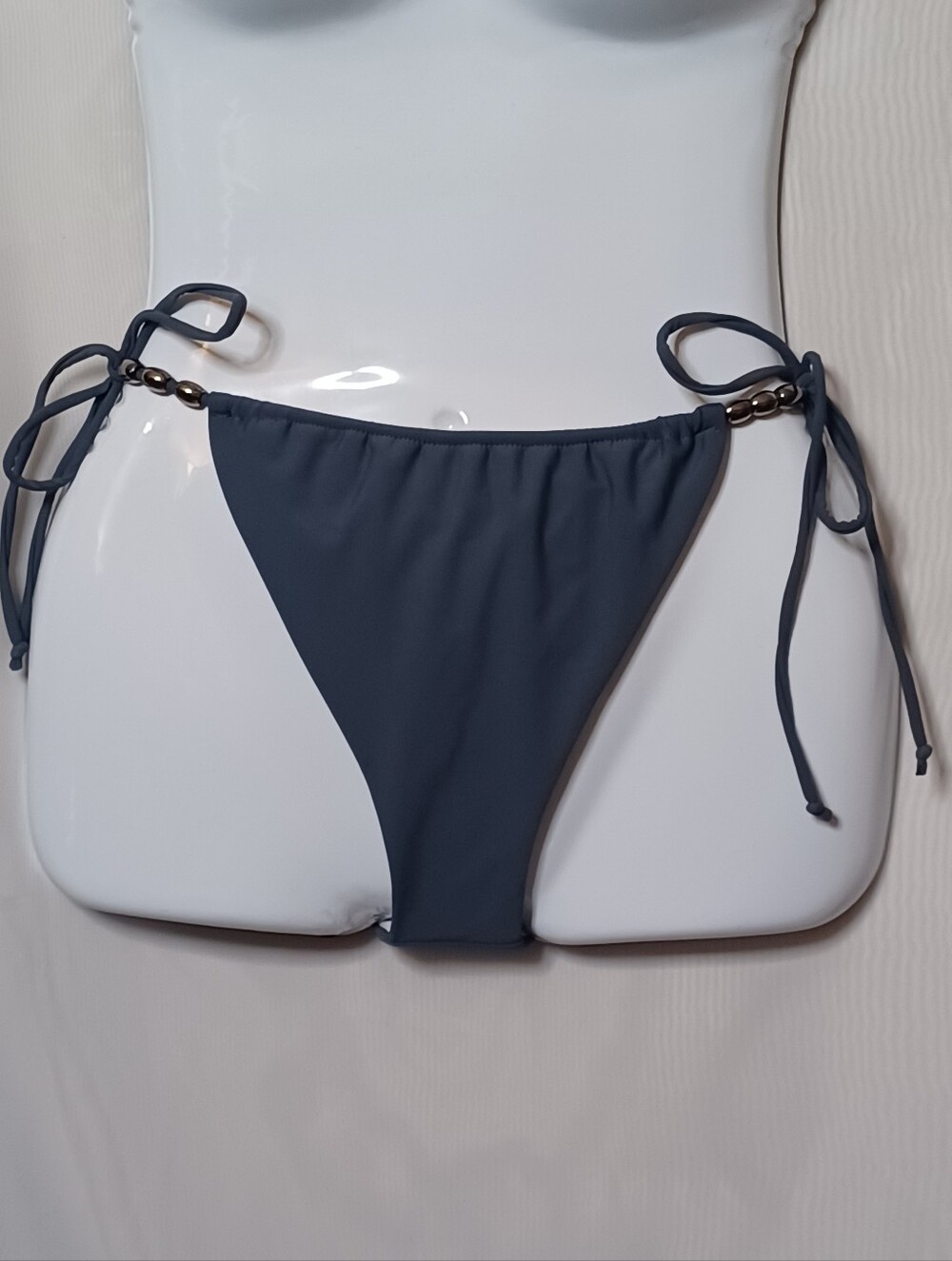 PrettyLittleThing Charcoal  Tie-Side Bikini Bottom Swimwear. Size 4